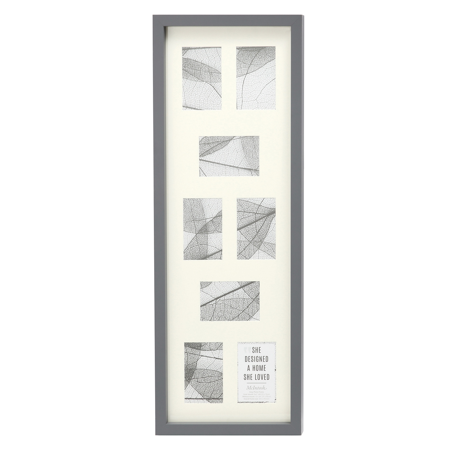 McIntosh Grey Photo Frame 8 Pane 4x6" Home Store + More